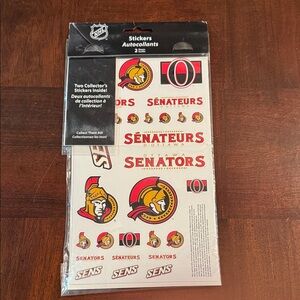 Ottawa Senators NHL Licensed Stickers Decals 2 Sheets and 2 Collectors Stickers